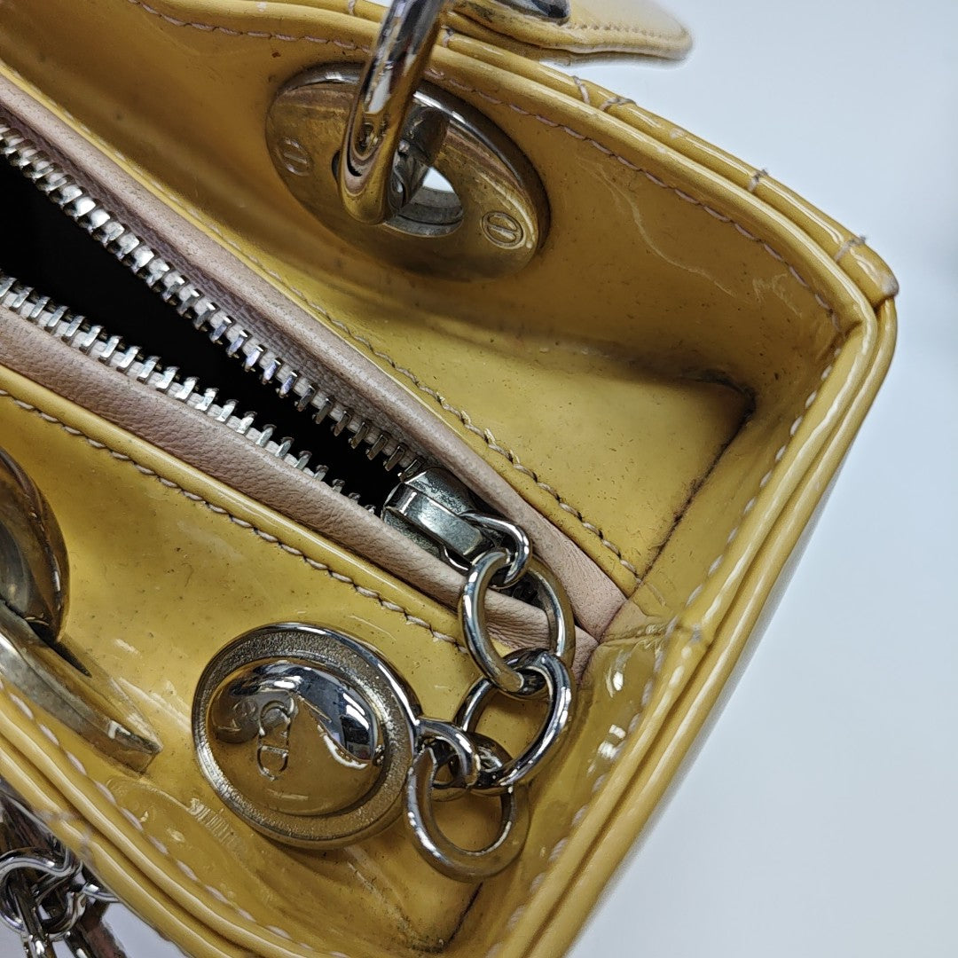 Lady Dior Medium Cannage Patent Leather Yellow