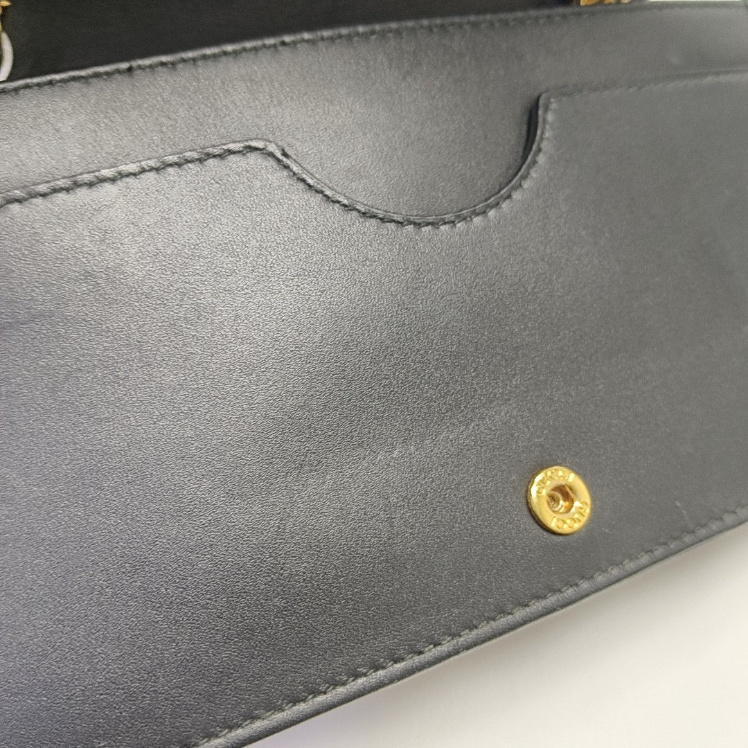 Bolso de Hombro de Piel de Becerro Negro