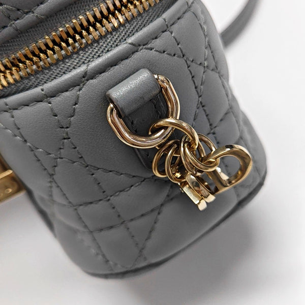 Authenticated pre-owned  Lady Dior Super Mini Quilted Lambskin Grey - Shoulder Bag at Looply