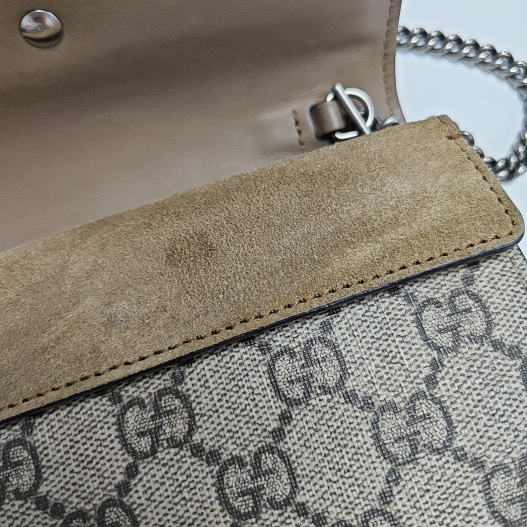Dionysus Super Mini Monogram Coated Canvas Beige