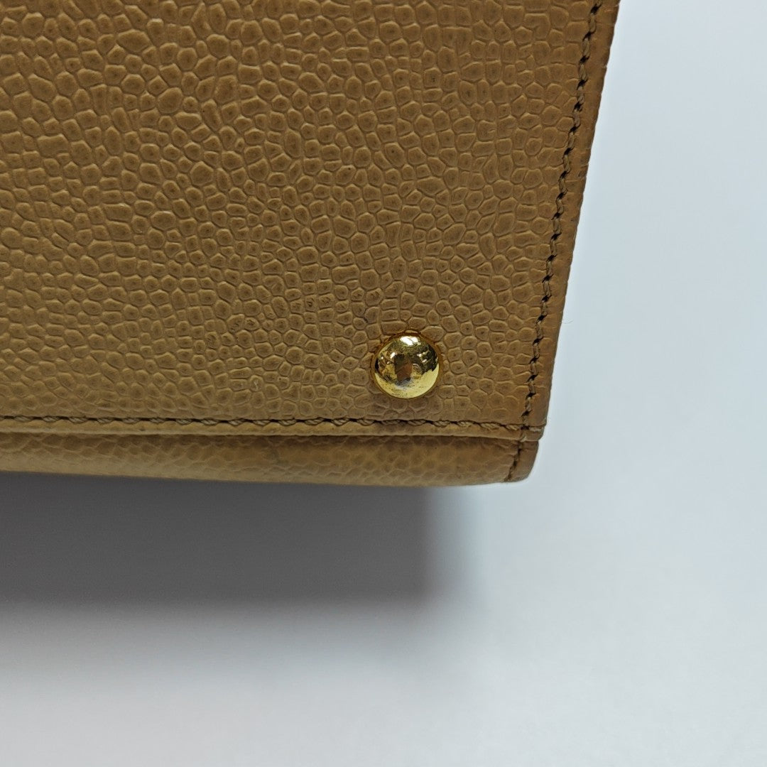 LOGO EMBROIDERED Grained Calfskin Beige