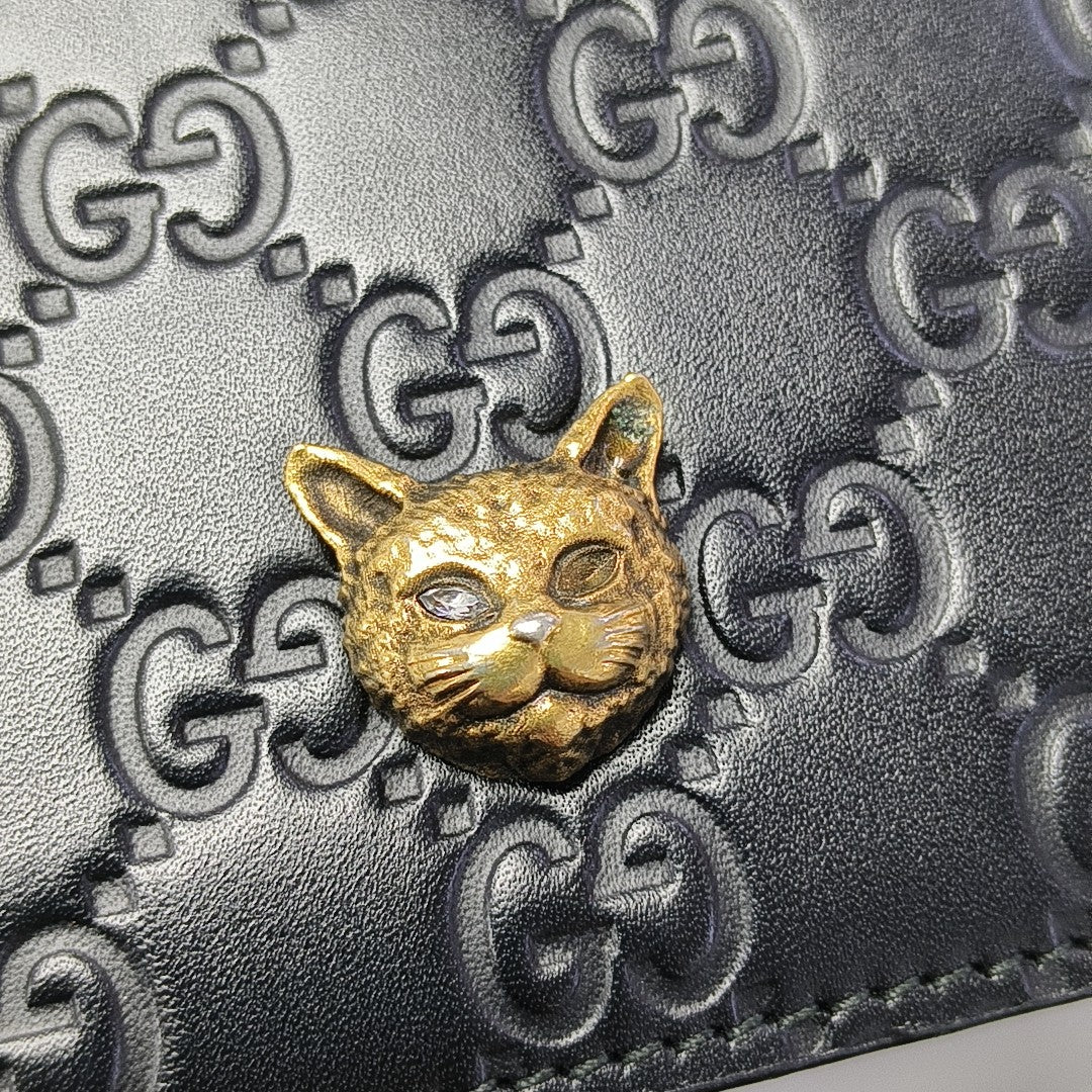 Monogram Calfskin Shoulder Bag Black