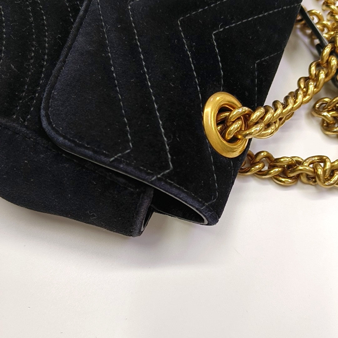 GG Marmont Medium Quilted Velvet Black