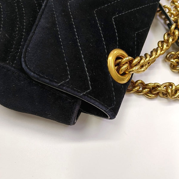 GG Marmont Medium Quilted Velvet Black