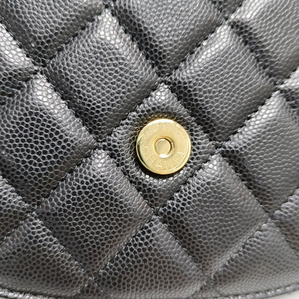 Quilted Grained Calfskin Shoulder Bag Black