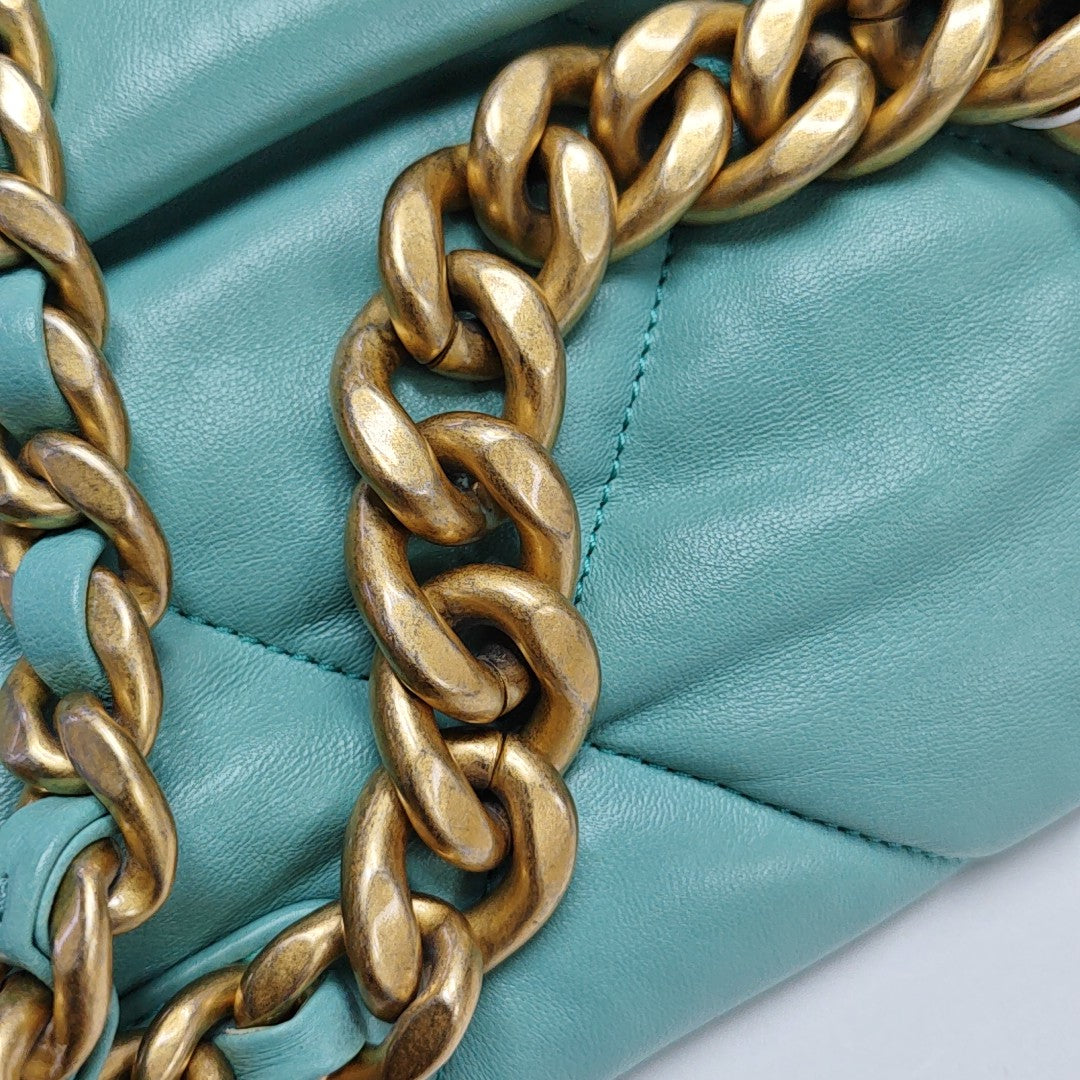 CHANEL 19 Large Quilted Lambskin Blue