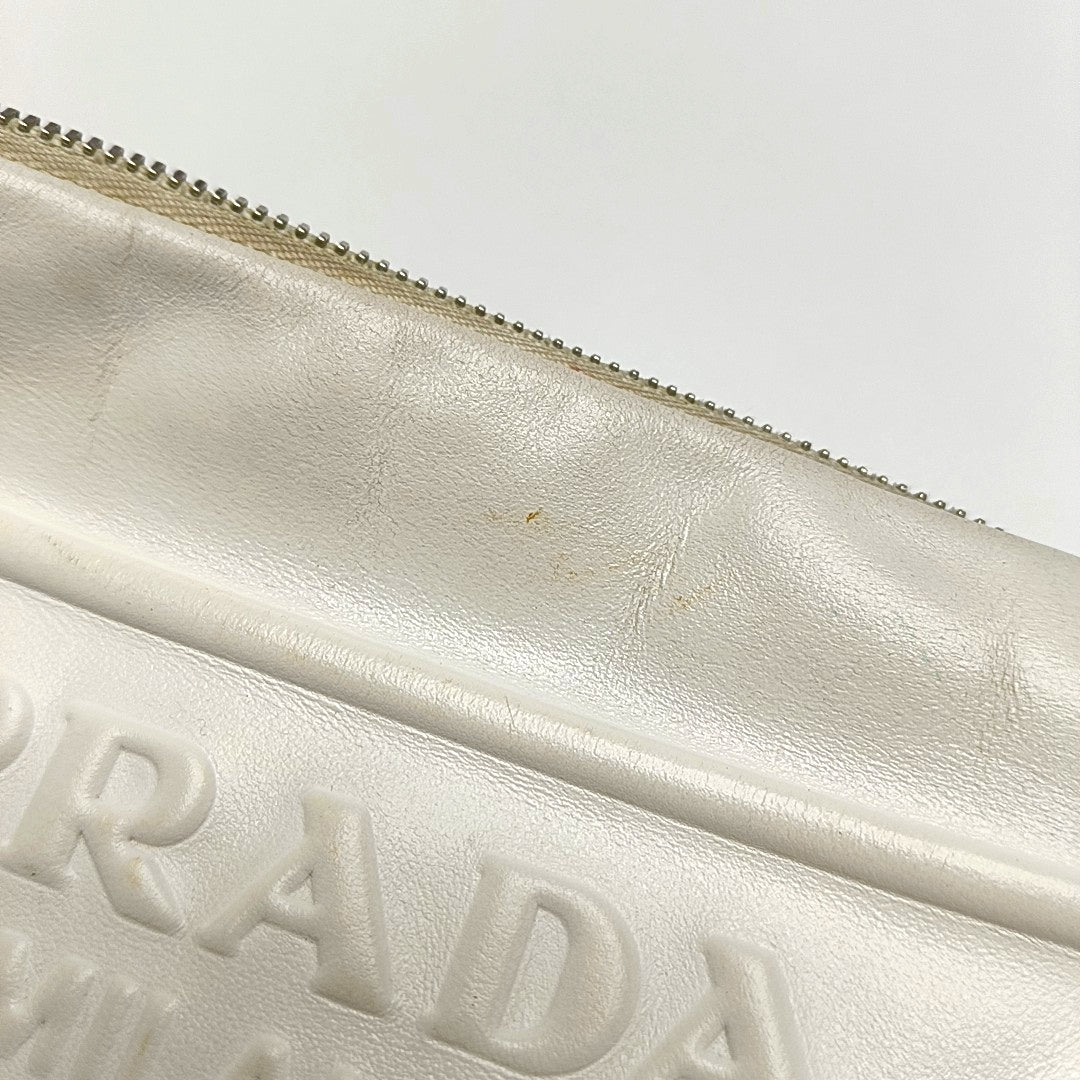 Authenticated pre-owned  Triangle Calfskin White - Crossbody Bag at Looply