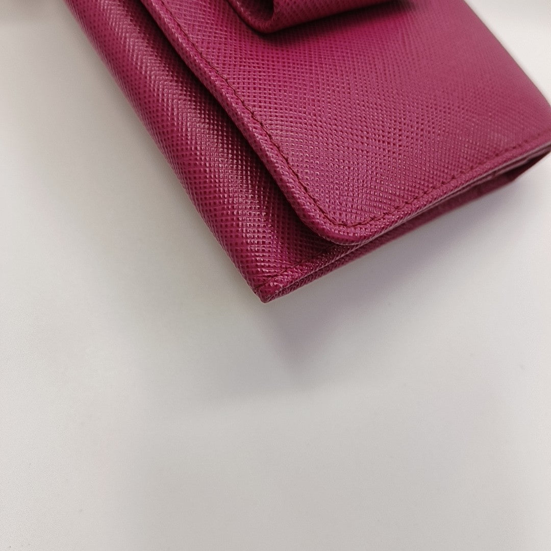 Fiocco Bow Calfskin Pink Wallet