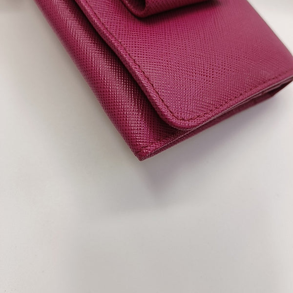 Fiocco Bow Calfskin Pink Wallet