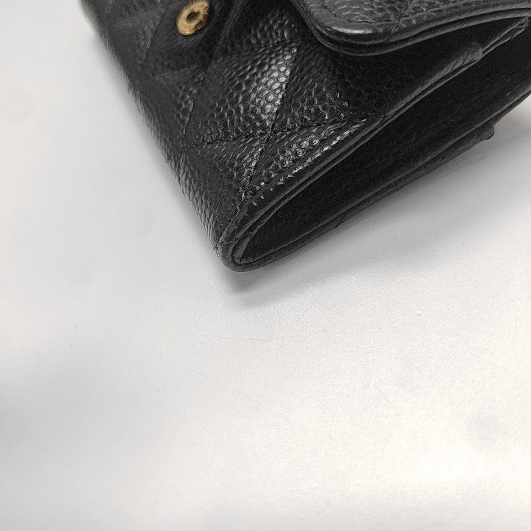 CLASSIC FLAP Quilted Grained Calfskin Black Wallet