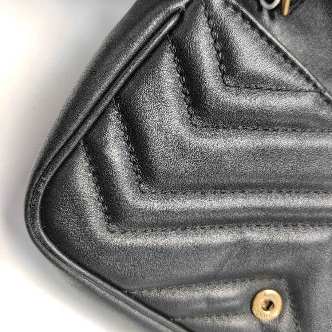 GG Marmont Mini Quilted Calfskin Black