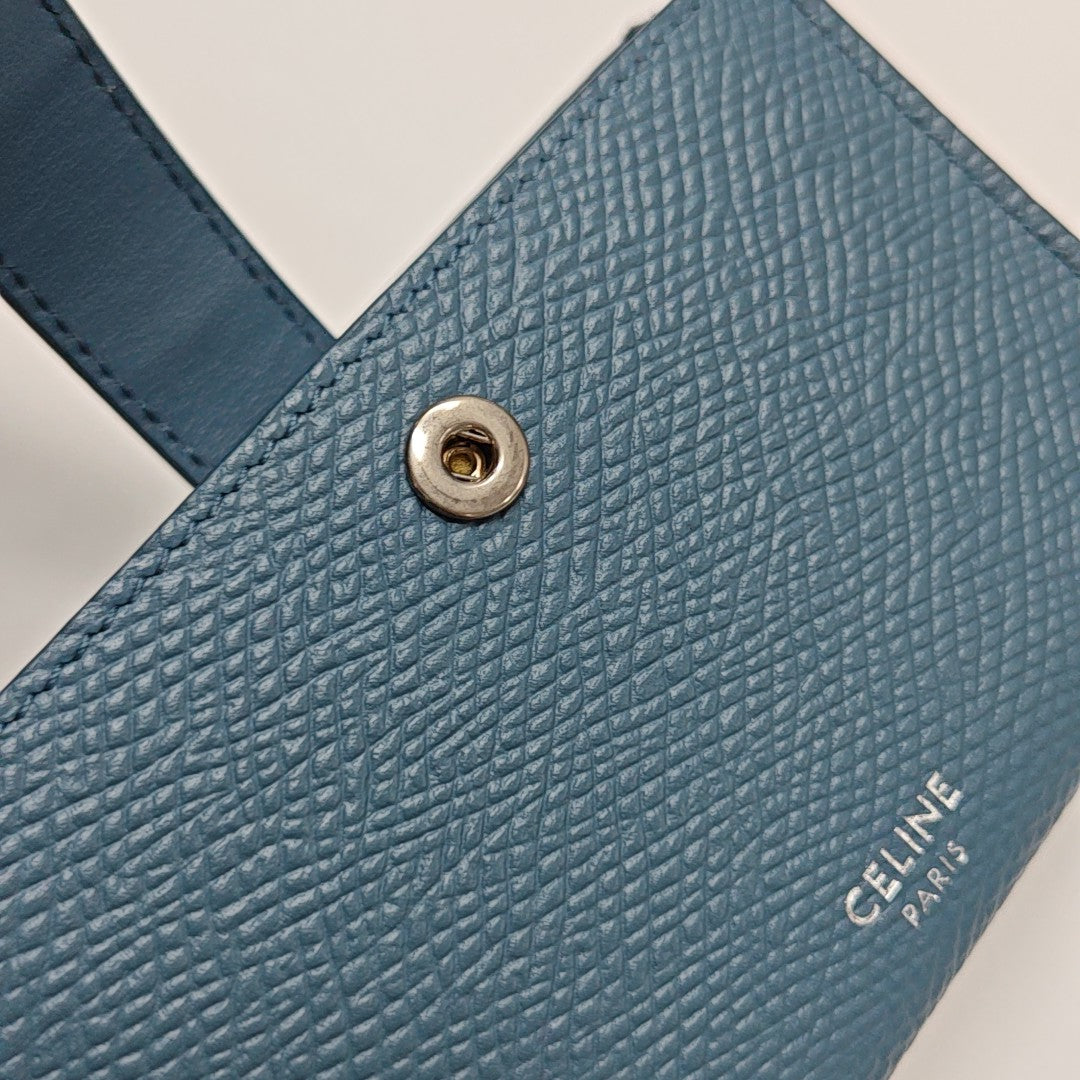 STRAP Calfskin Blue Card Holder