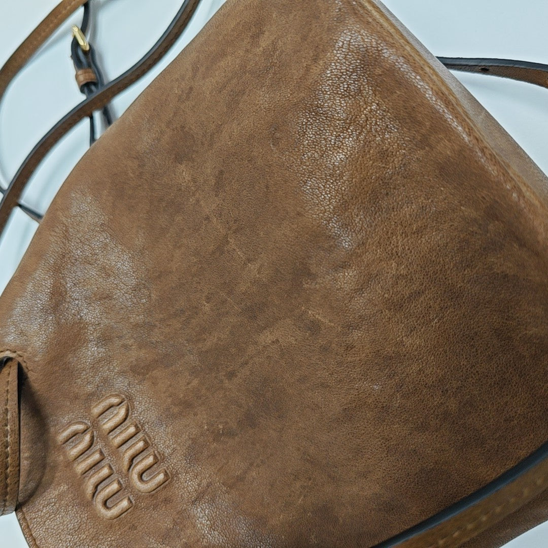 Lambskin Shoulder Bag Brown