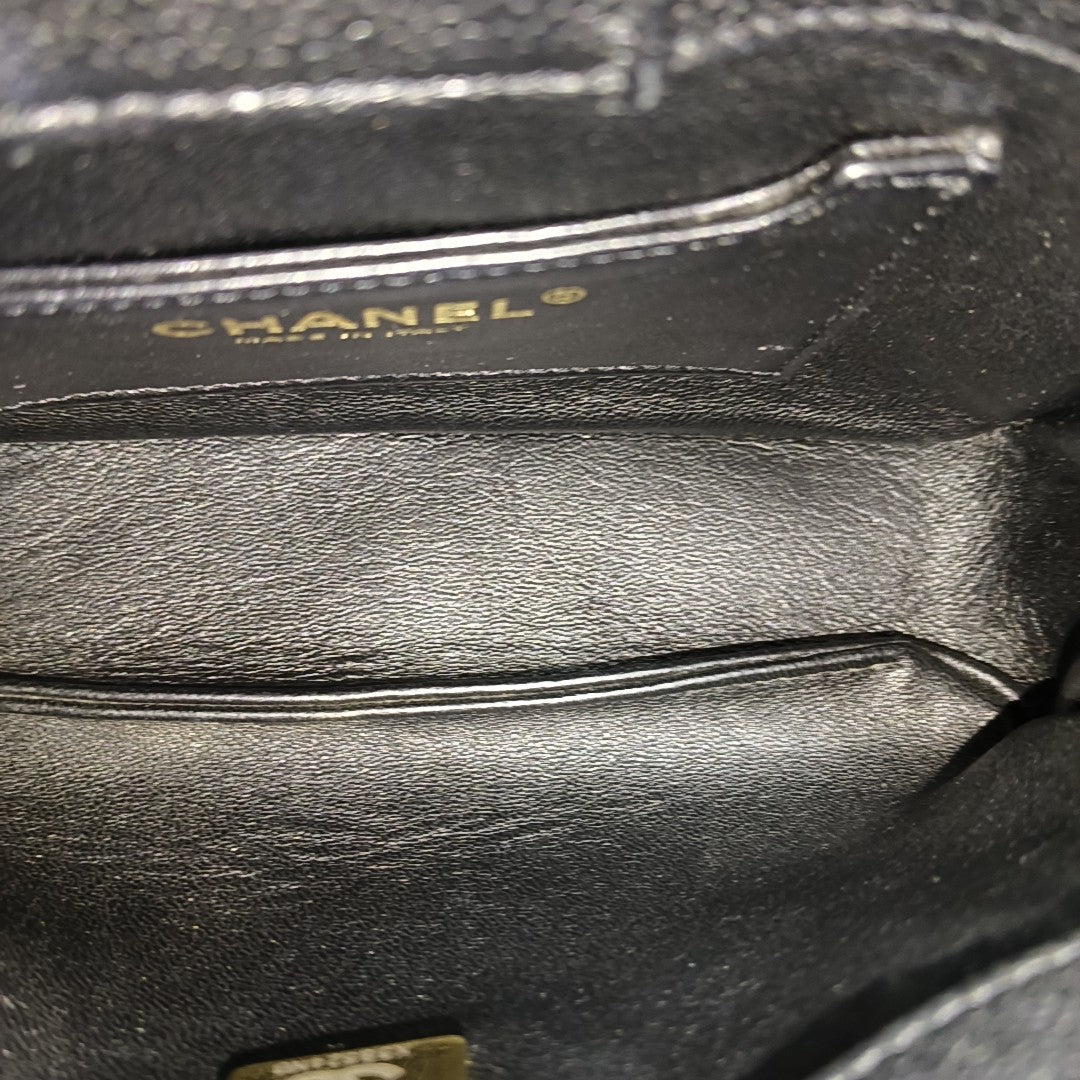23P Small Quilted Grained Calfskin Black