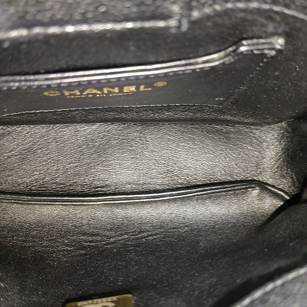 23P Small Quilted Grained Calfskin Black