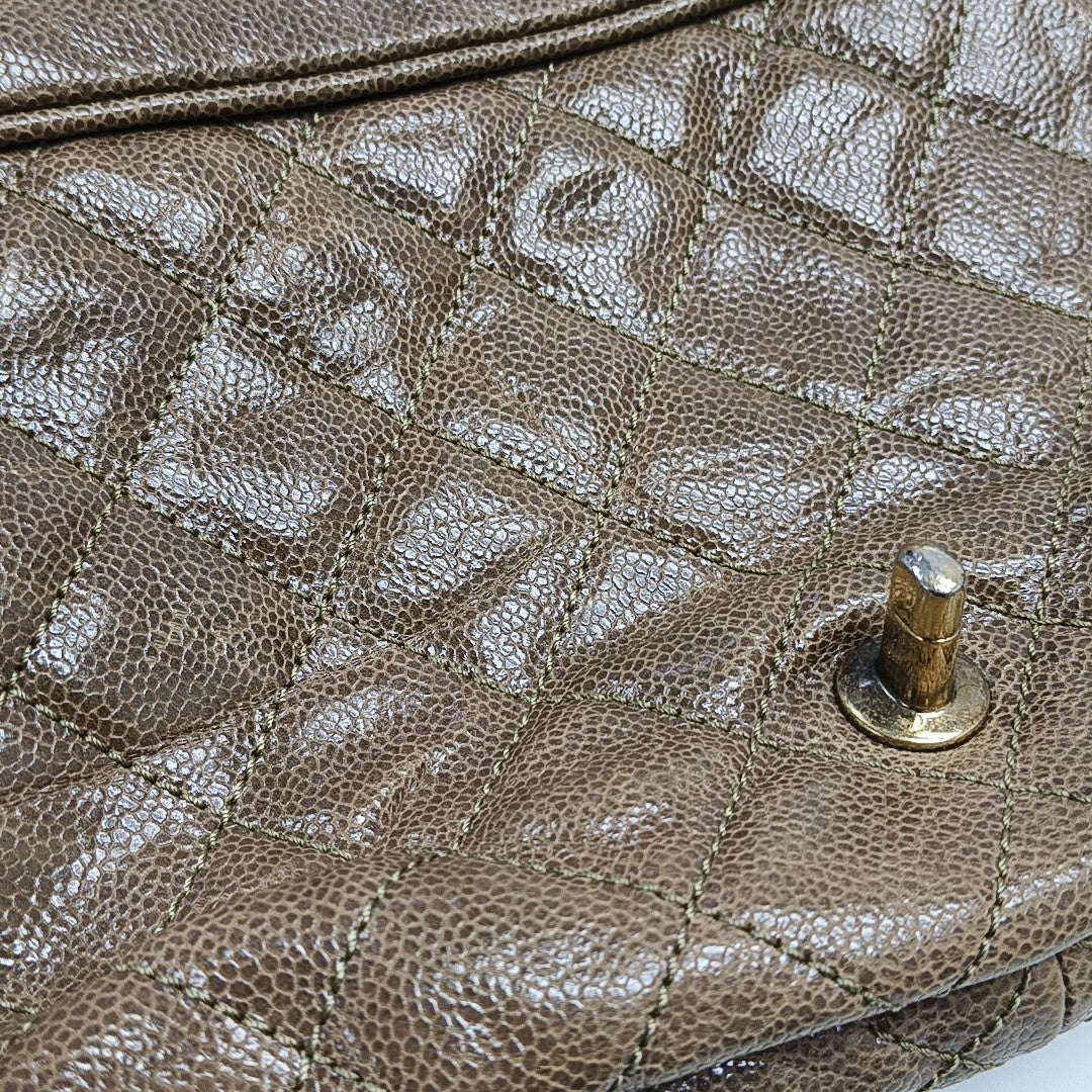 Quilted Calfskin Shoulder Bag Brown