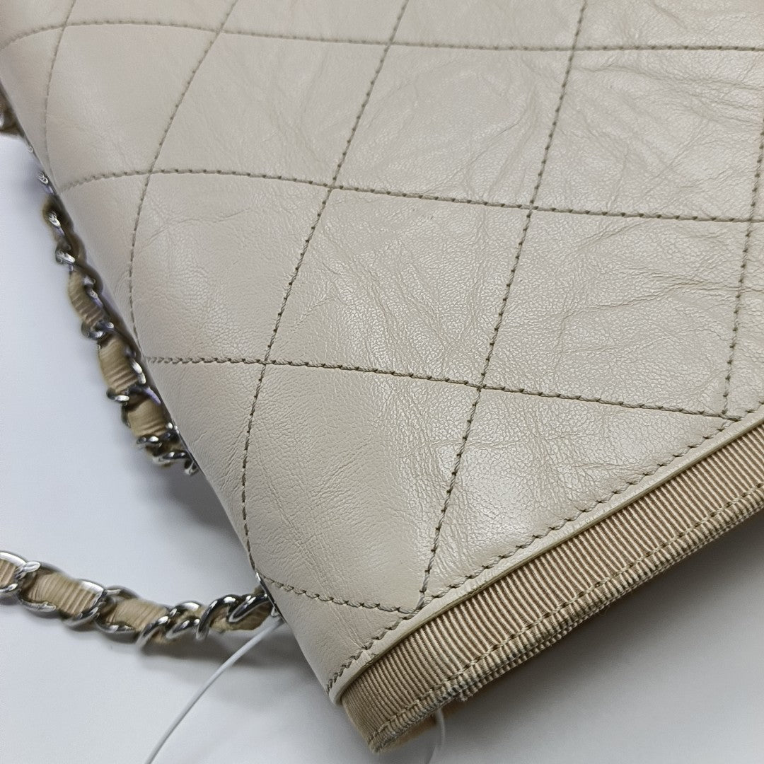 Quilted Calfskin Shoulder Bag Beige