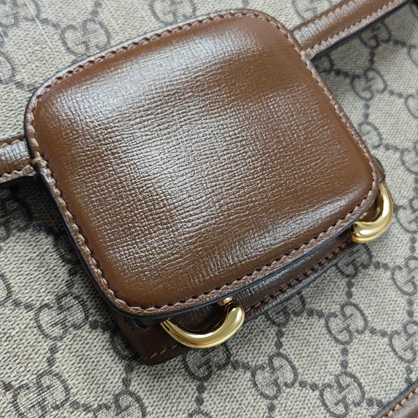 Horsebit 1955 Medium Monogram Coated Canvas Beige