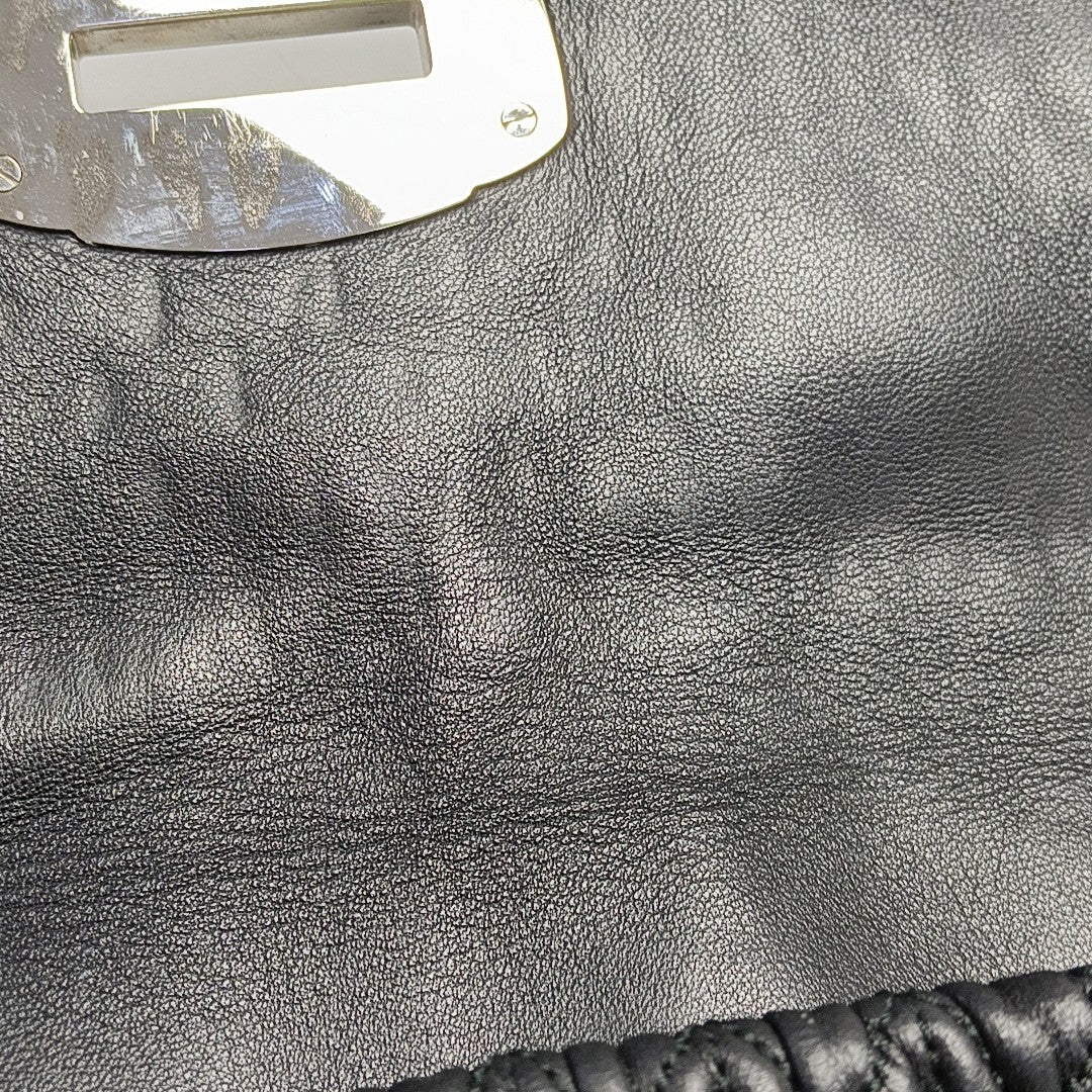 Quilted Lambskin Top Handle Bag Black
