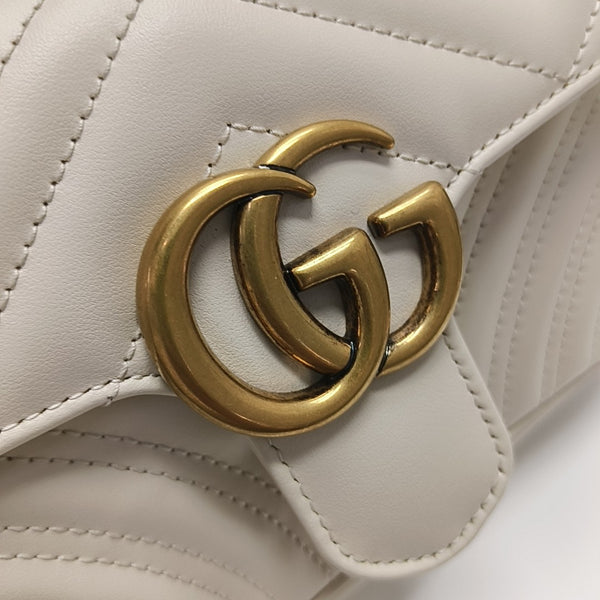 GG Marmont Small Quilted Calfskin White