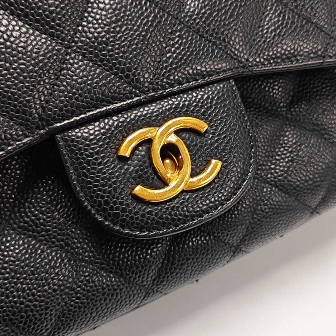 Large Quilted Grained Calfskin Black