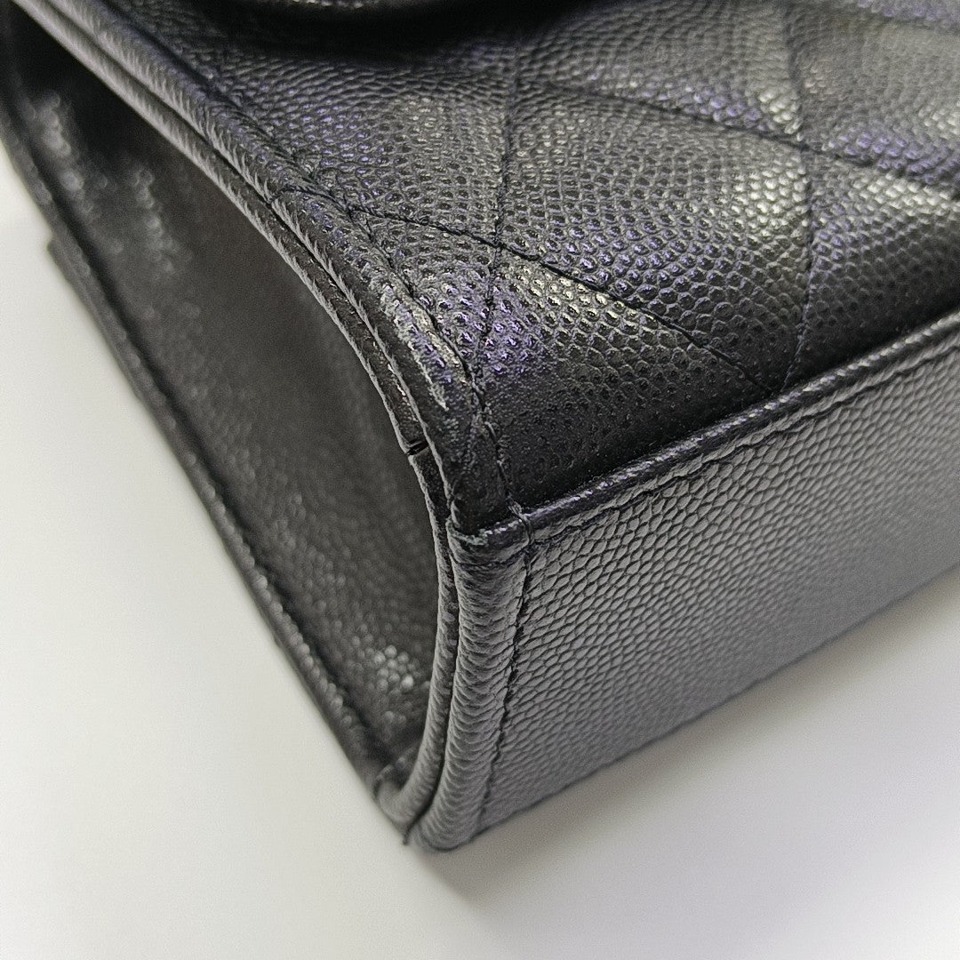 25S Quilted Grained Calfskin Black
