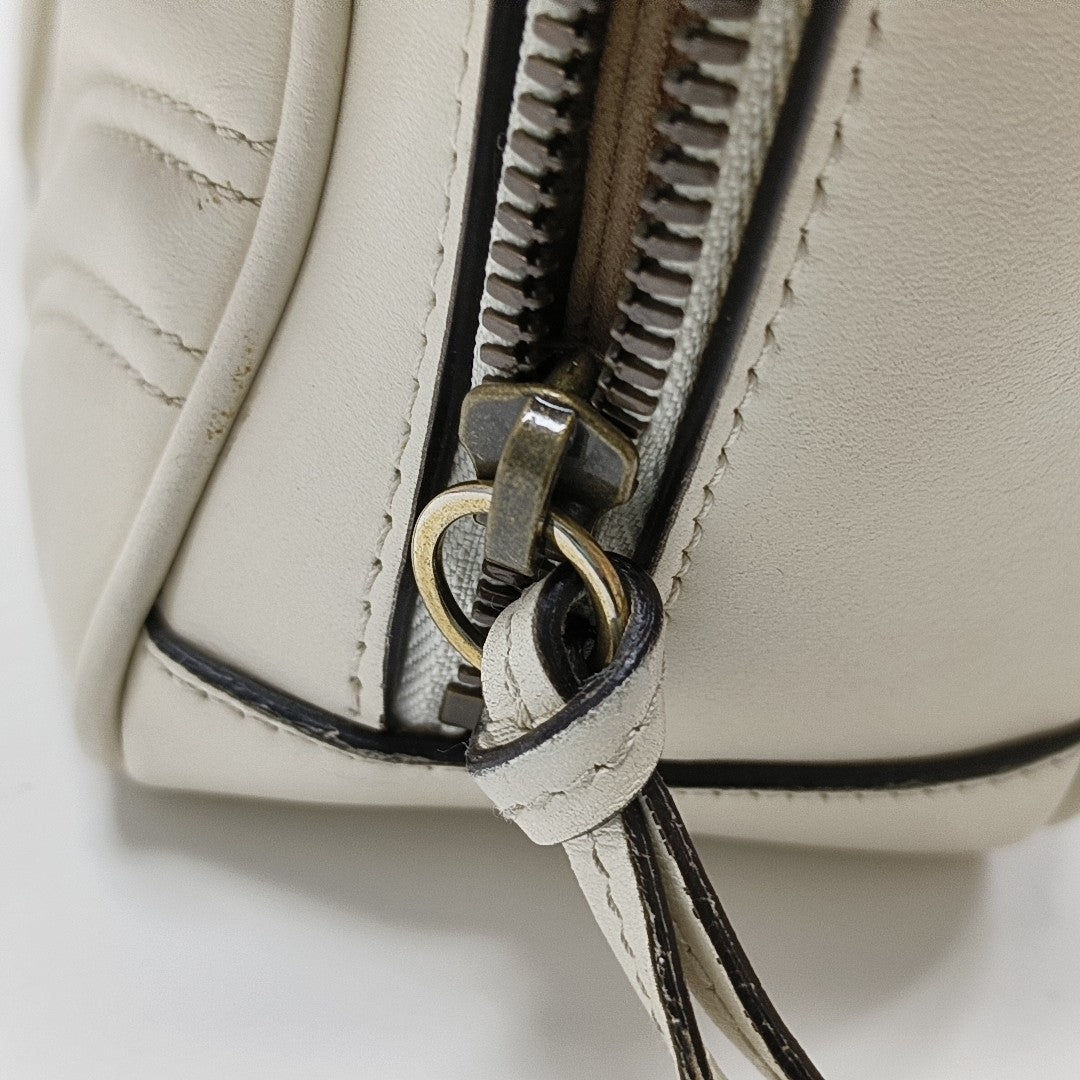 GG Marmont Medium Quilted Calfskin White