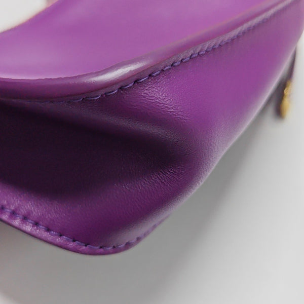 Calfskin Top Handle Bag Mini Purple
