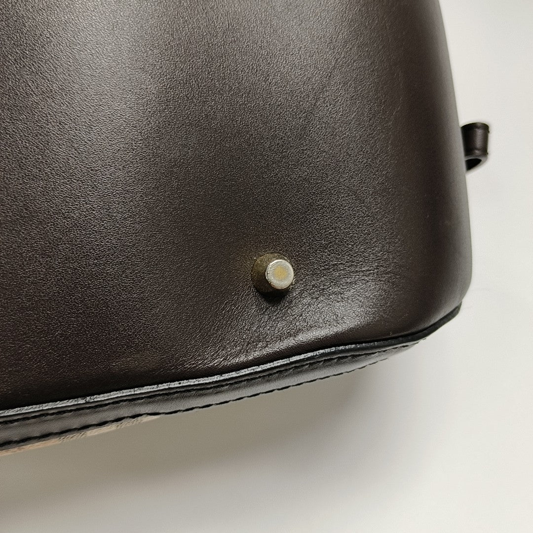 Coated Canvas Top Handle Bag Small Beige