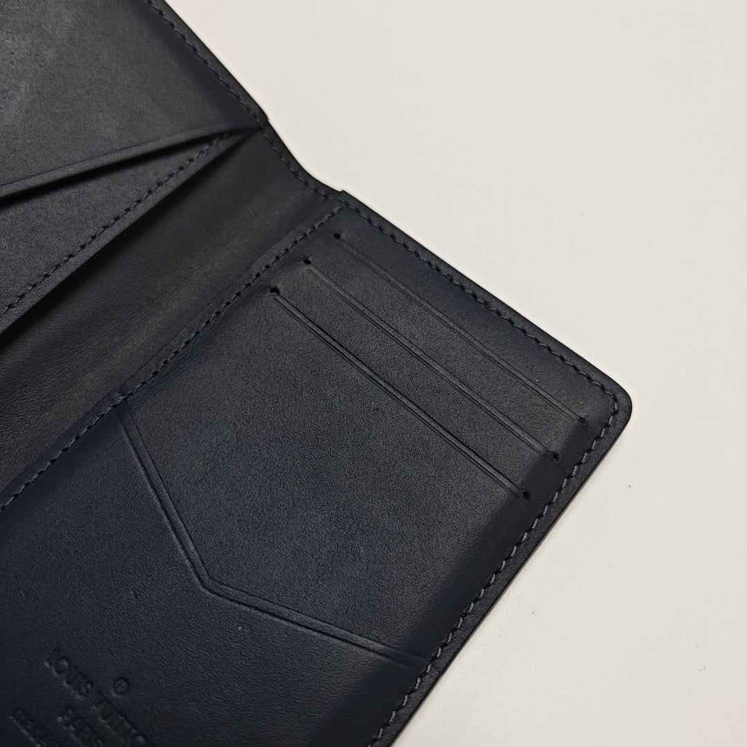 Monogram Calfskin Card Holder Blue