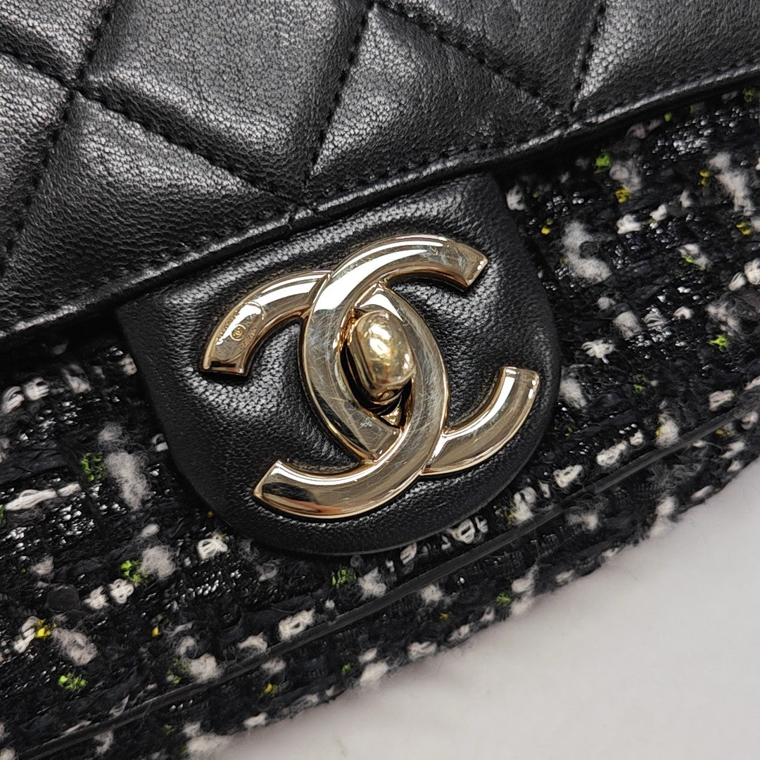 Quilted Grained Calfskin Shoulder Bag Black