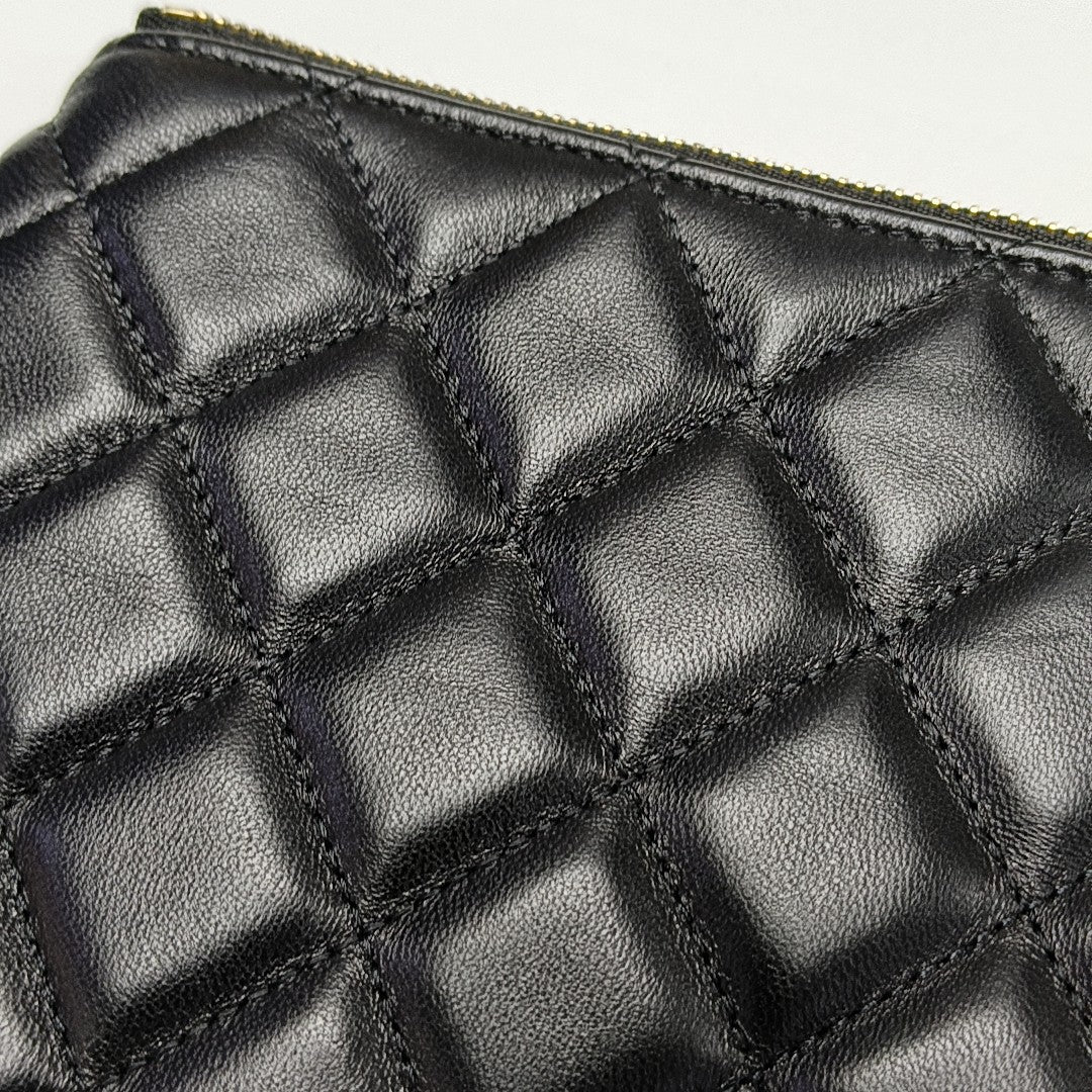 Quilted Lambskin Clutch Black