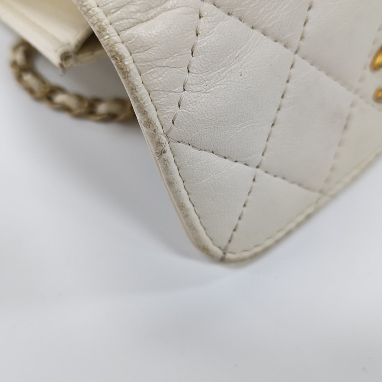 Quilted Lambskin Shoulder Bag White