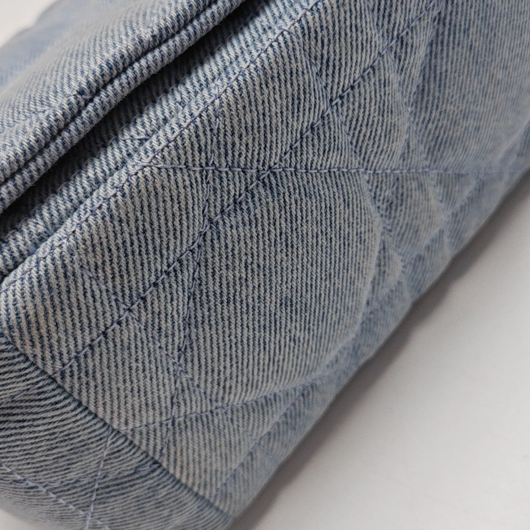 Dior Caro Medium Quilted Denim Blue