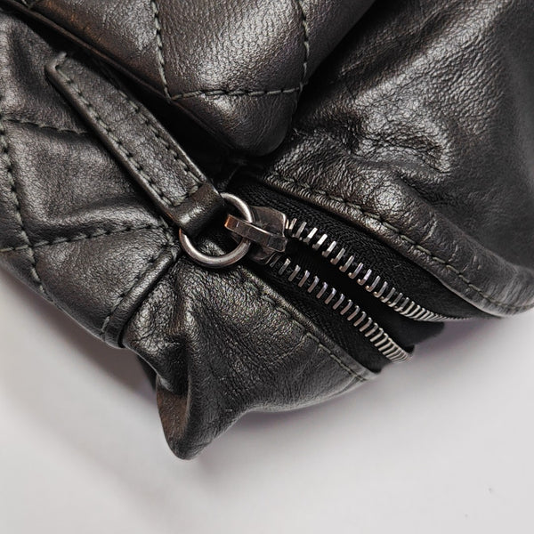 Quilted Calfskin Backpack Gray