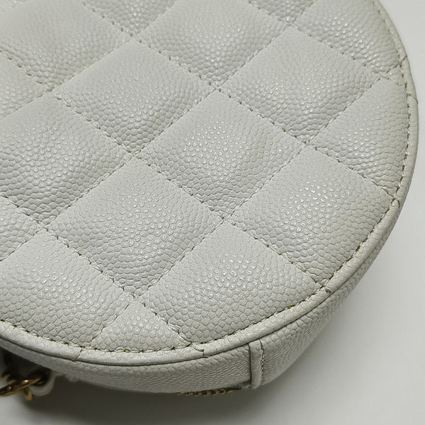 Quilted Grained Calfskin Shoulder Bag White