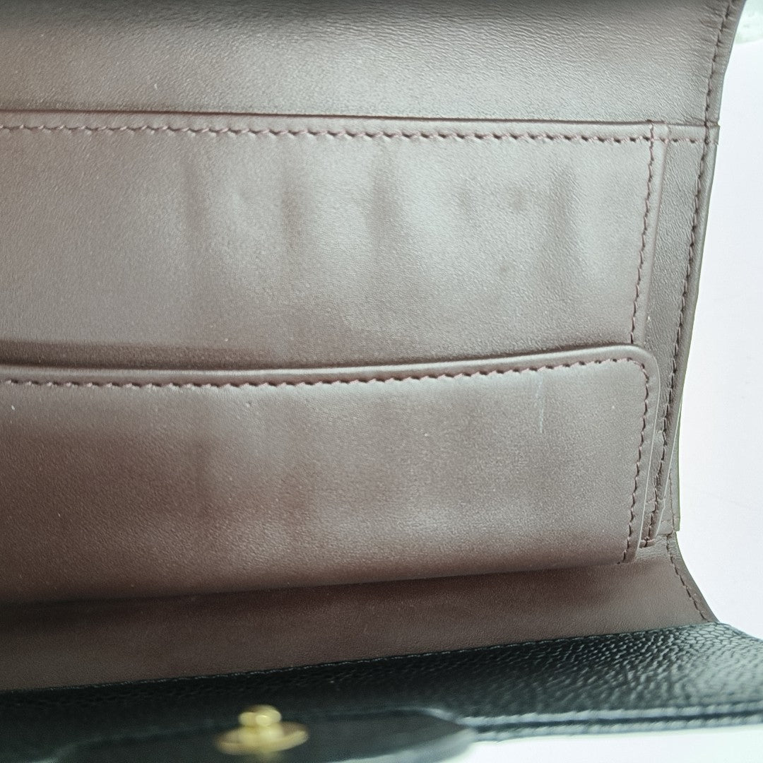 CLASSIC FLAP Mini Quilted Grained Calfskin Black Wallet