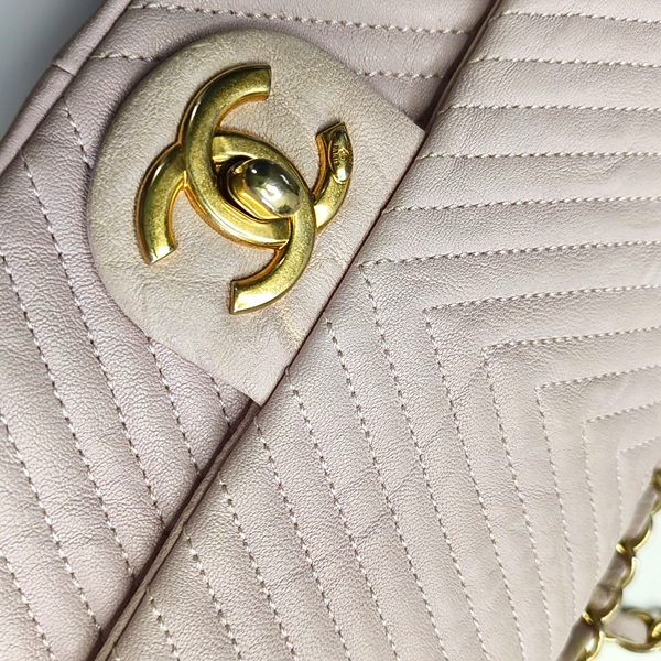 Mini Chevron, Quilted Lambskin Pink