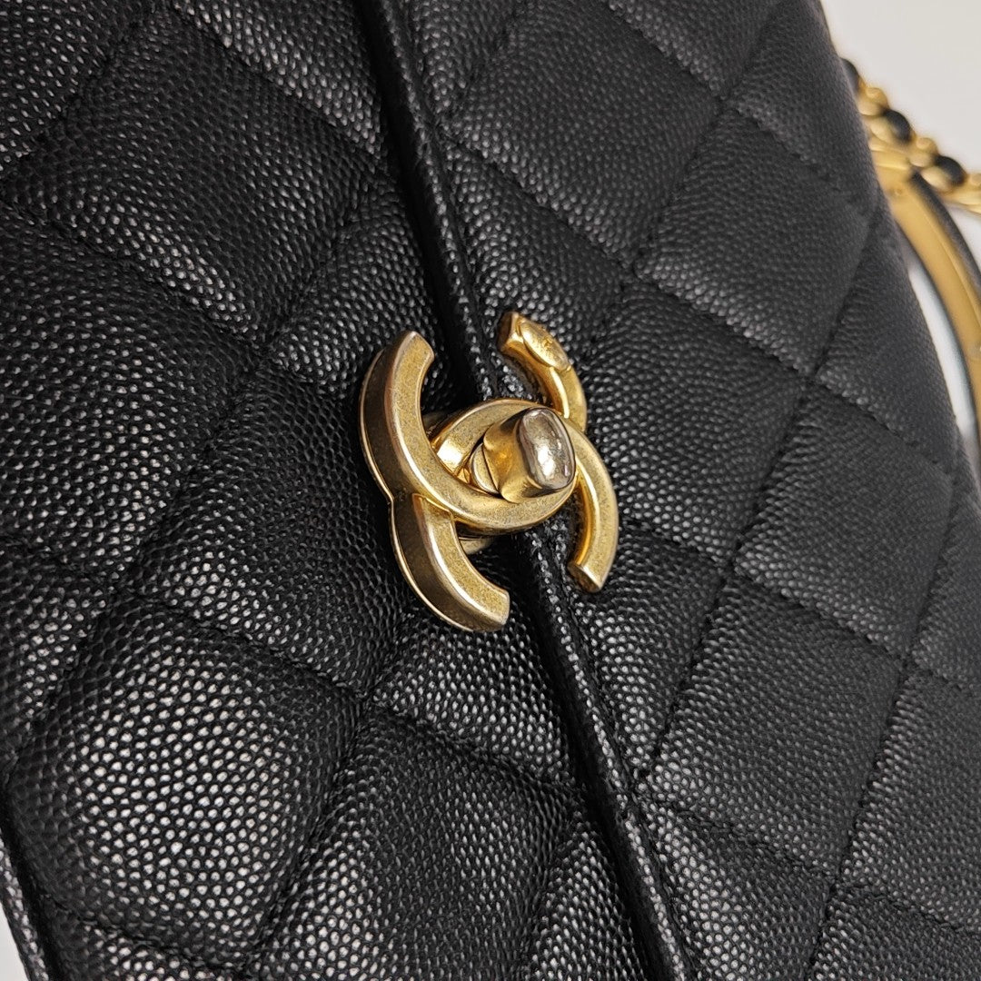 Carry Me Small Quilted Grained Calfskin Black