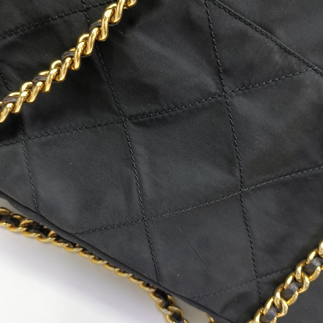 Quilted Nylon Tote Bag Black