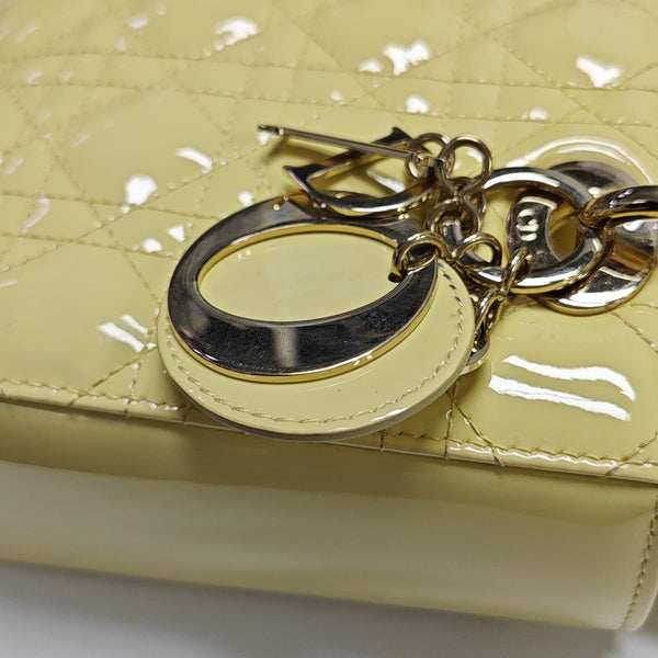 Lady Dior Small Cannage Patent Leather Yellow