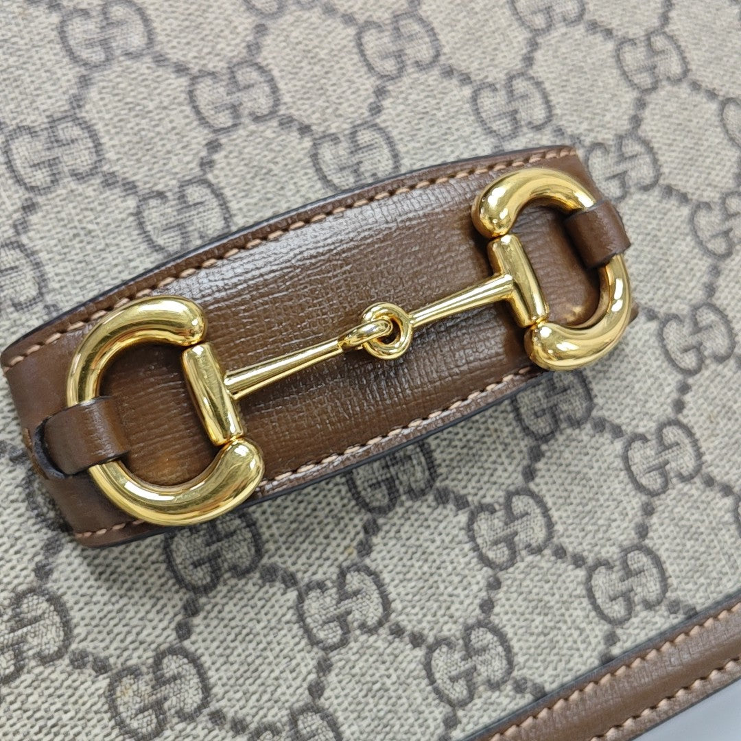 Horsebit 1955 Medium Monogram Coated Canvas Beige