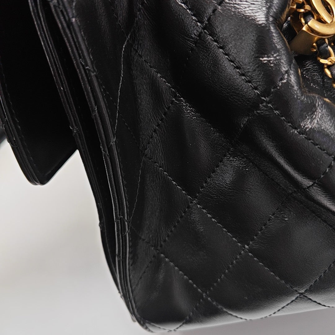 CHANEL 25 Small Quilted Canvas Black