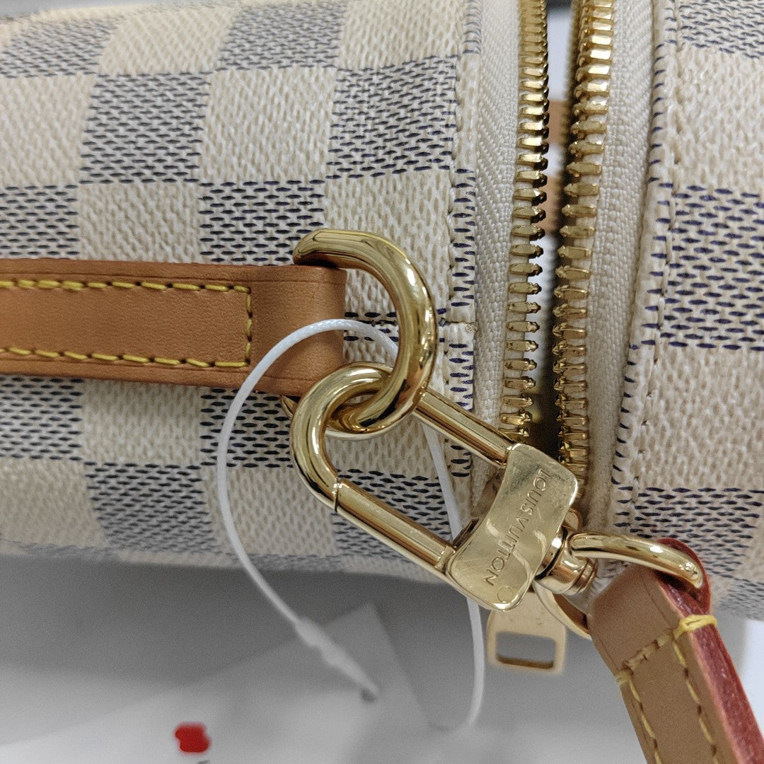 AZUR Damier Azur Coated Canvas White