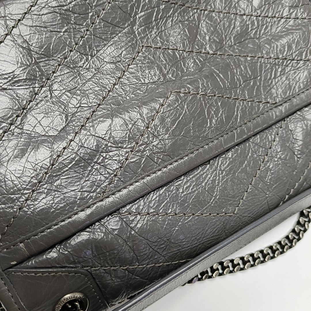 NIKI Small Chevron Calfskin Gray
