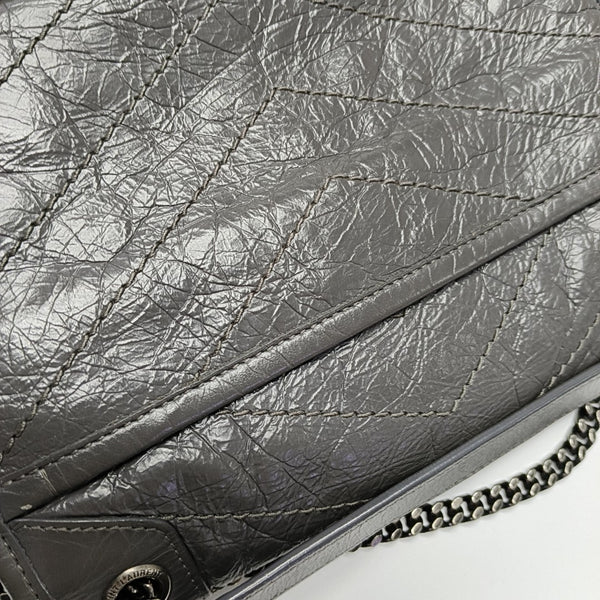 NIKI Small Chevron Calfskin Gray
