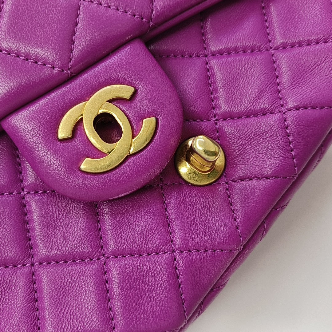 CLASSIC FLAP Mini Quilted Lambskin Purple