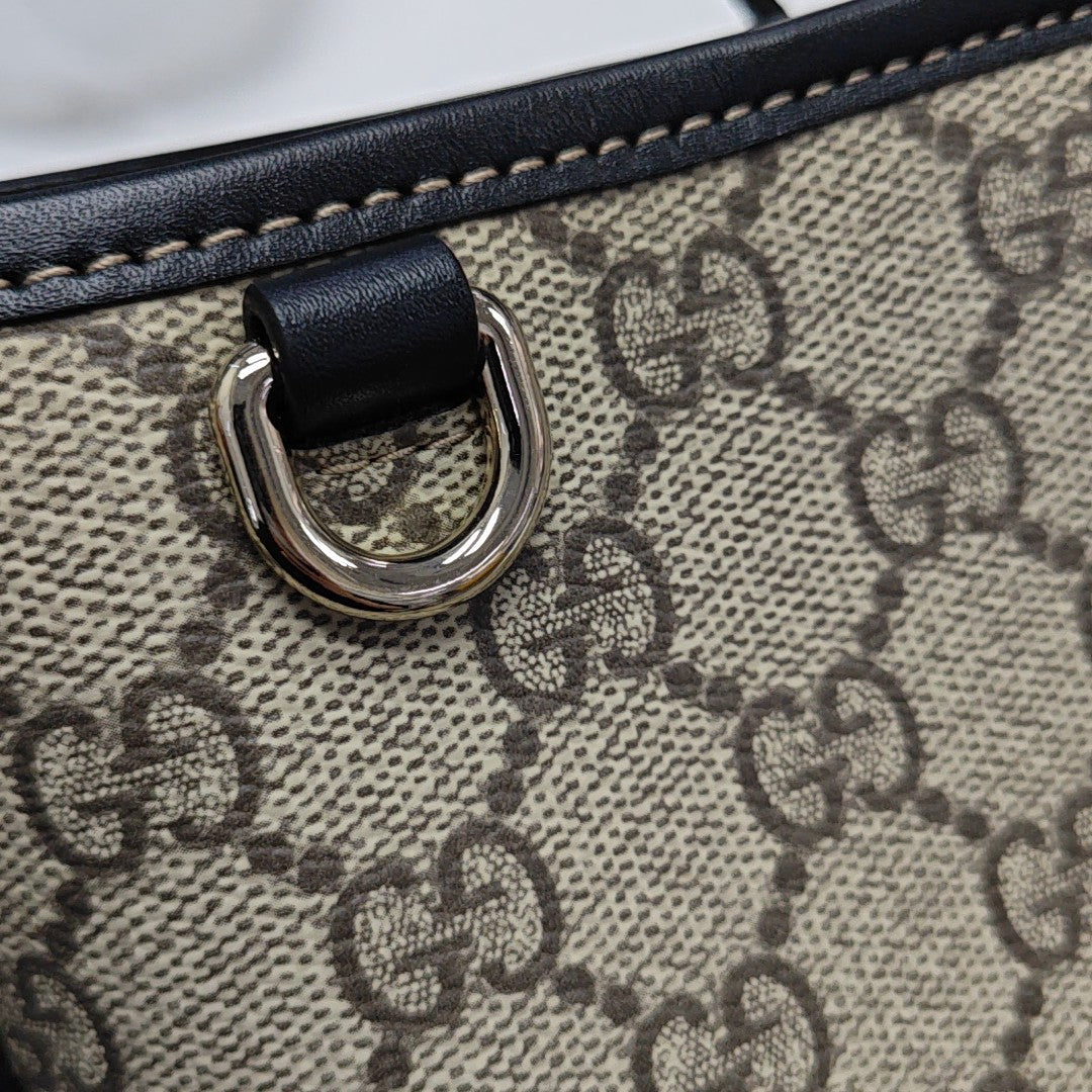 GG Emblem Mini Monogram Coated Canvas Beige