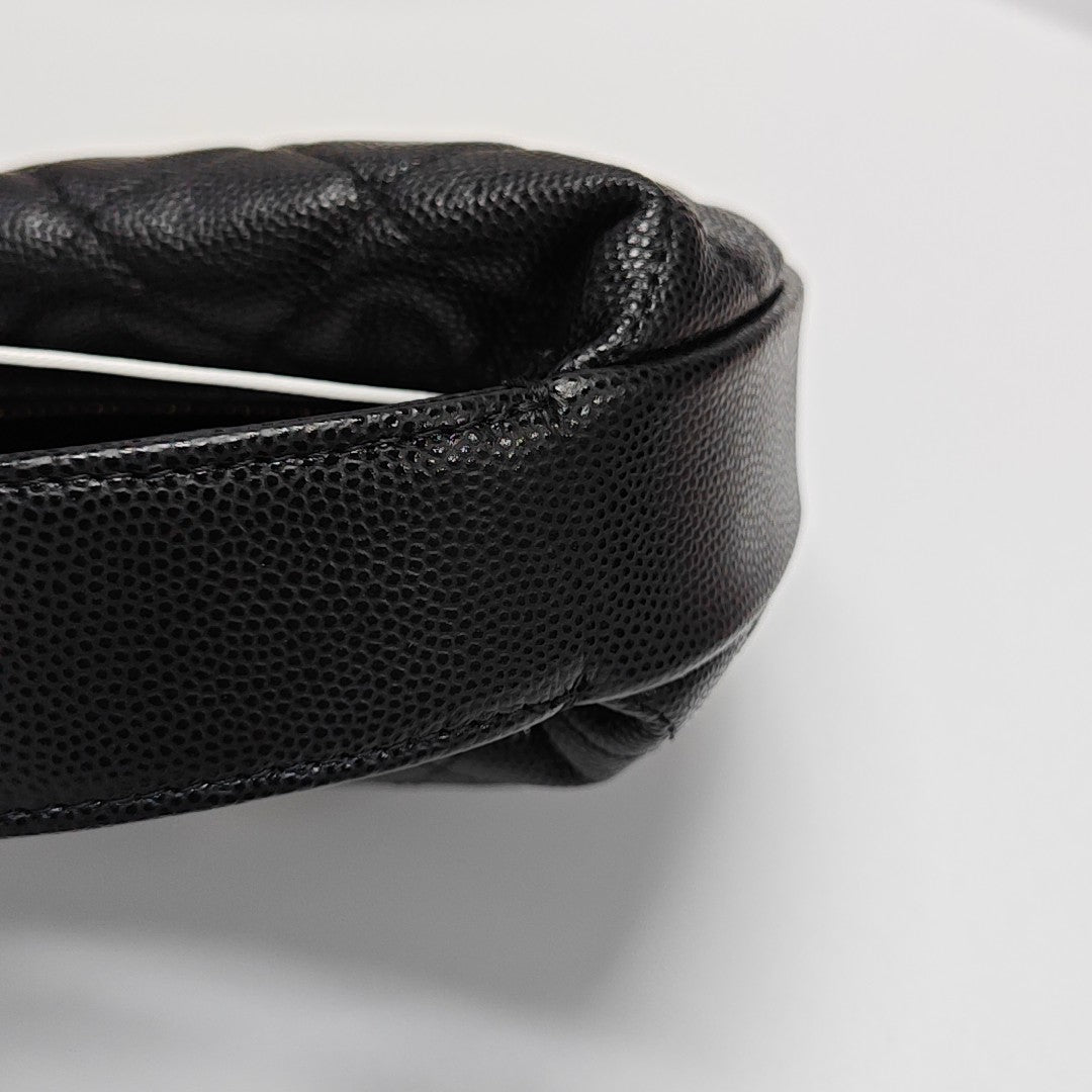 Quilted Grained Calfskin Top Handle Bag Mini Black