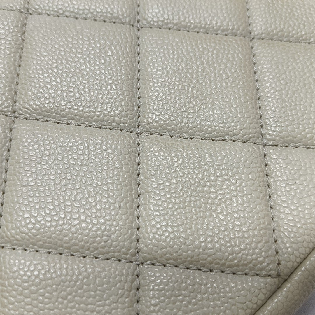 Mini Quilted Grained Calfskin White
